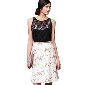 Girls‎ From Savoy Anthropologie Black Lace Ivory Floral Skirt Blossom Dress 2